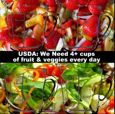 USDA says we need 4 cups fruit veggies every day